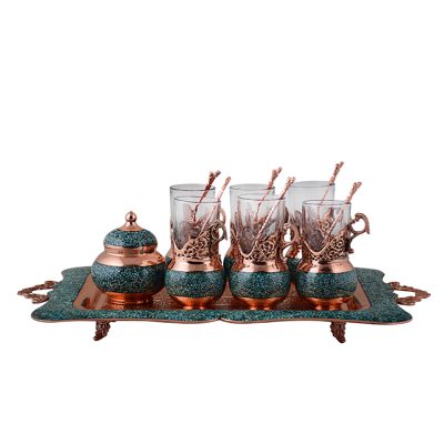 سرویس چای خوری 8 پارچه فیروزه کوبی کد 60