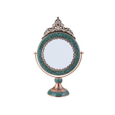 آینه گرد بزرگ تاج دار فیروزه کوب کد120